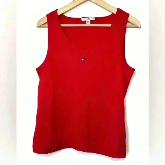 Tommy Hilfiger Womens Red Sleepwear Logo Sleeveless Preppy Prep Top Medium - Picture 1 of 9